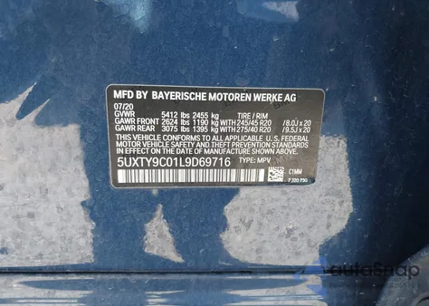 2020 BMW X3 M40I from USA, damaged, VIN 5UXTY9C01L9D69716